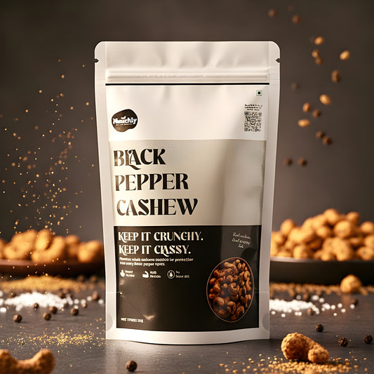 Munchly Black Pepper Cashews | Roasted, Not Fried
